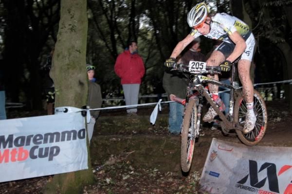 A rider flies through the cross country course