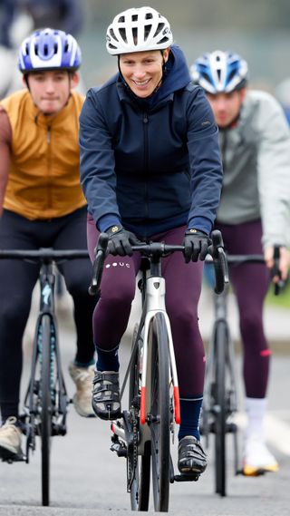 Zara Tindall takes part in the final leg of the Cycle4Caroline Endurance Charity Cycle Challenge on November 30, 2024