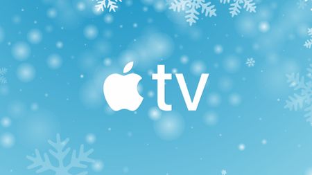 Apple TV logo on winter blue background