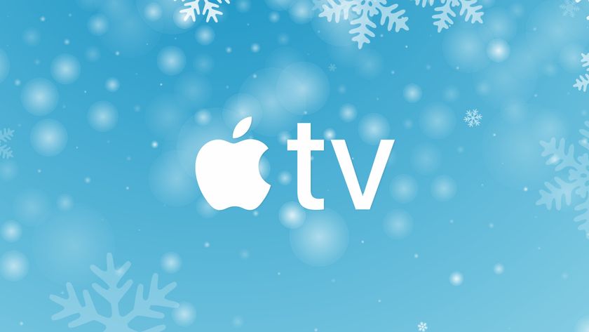 Apple TV logo on winter blue background