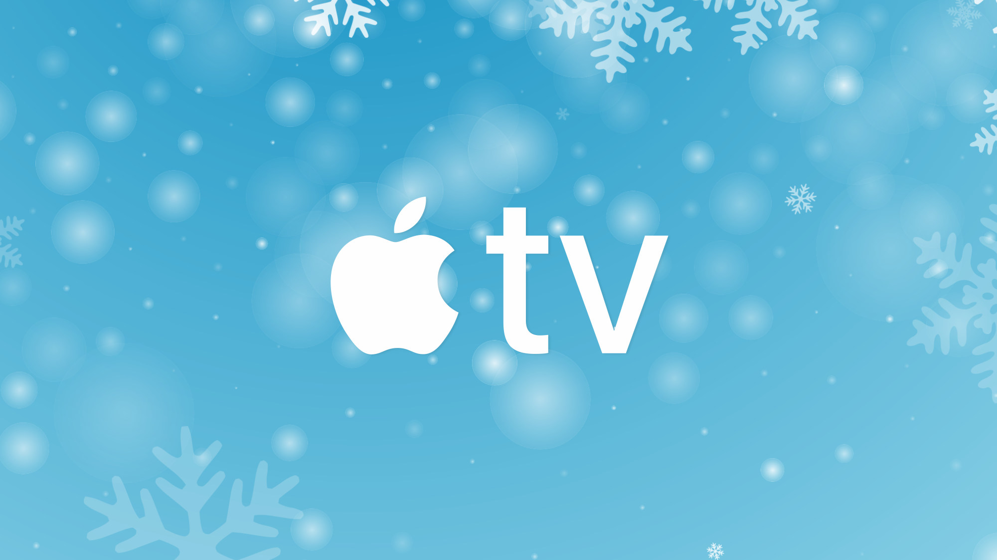 Apple TV logo on winter blue background