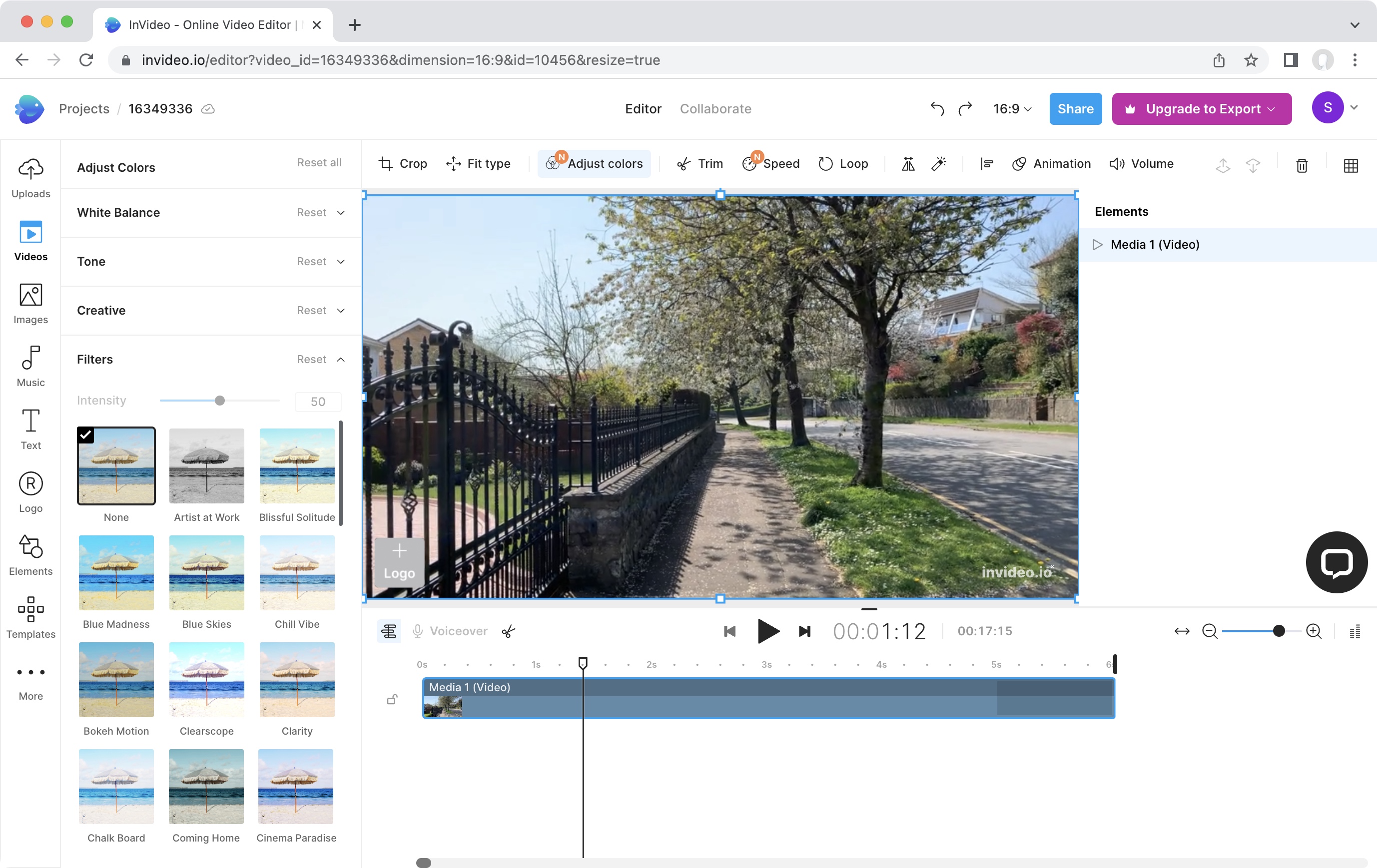 InVideo online video maker in use