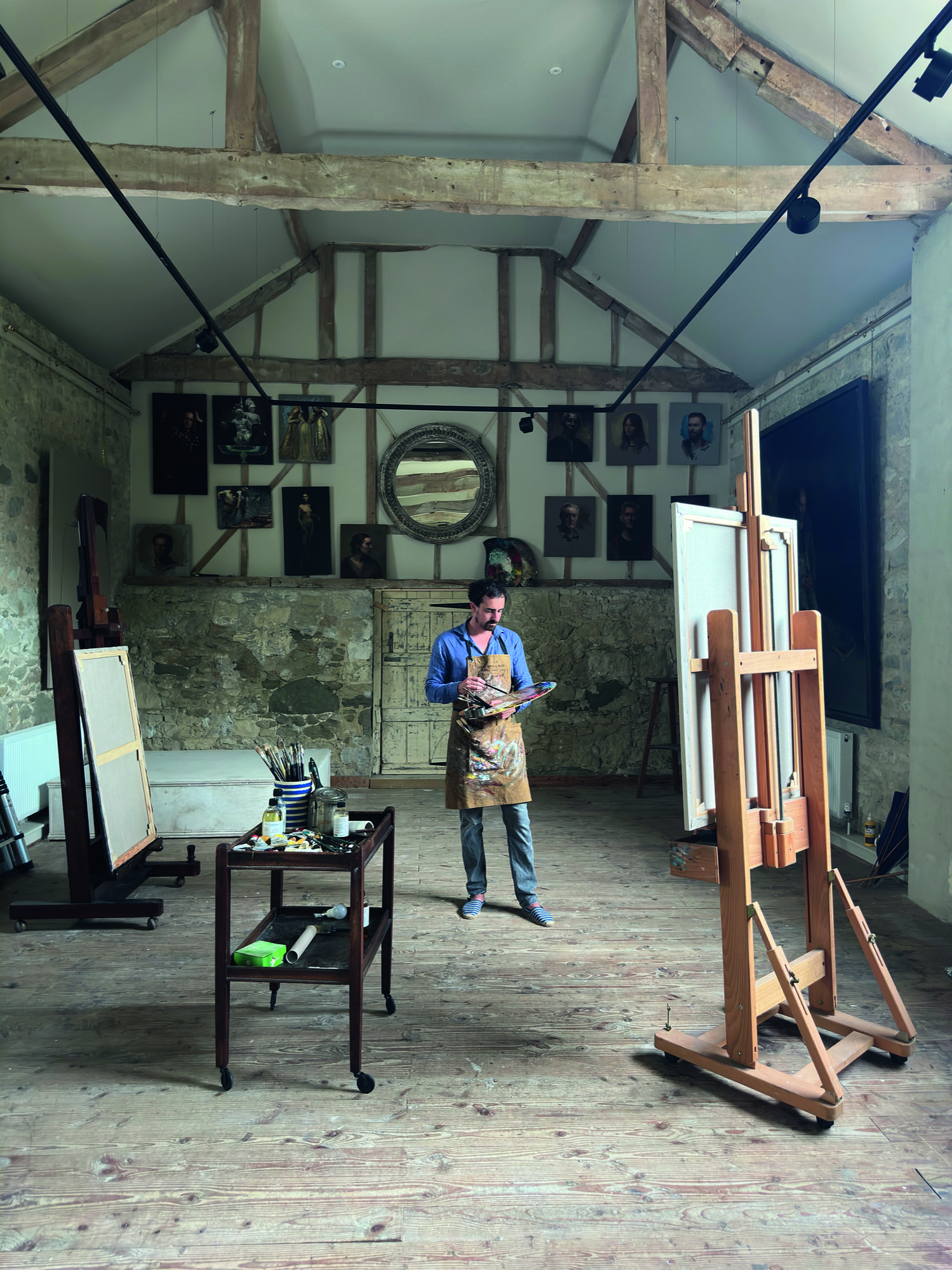 The portraitist Jamie Coreth in his studio