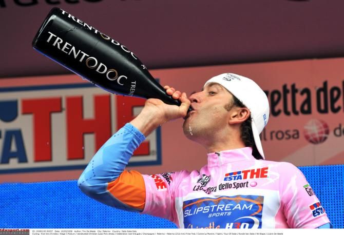 Christian Vande Velde enjoying a 2008 champagne