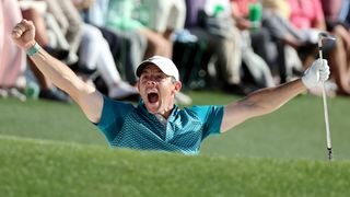 Rory McIlroy after his chip-in for birdie on the 72nd hole of the 2022 Masters