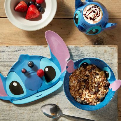 disney dinnerware on wooden table