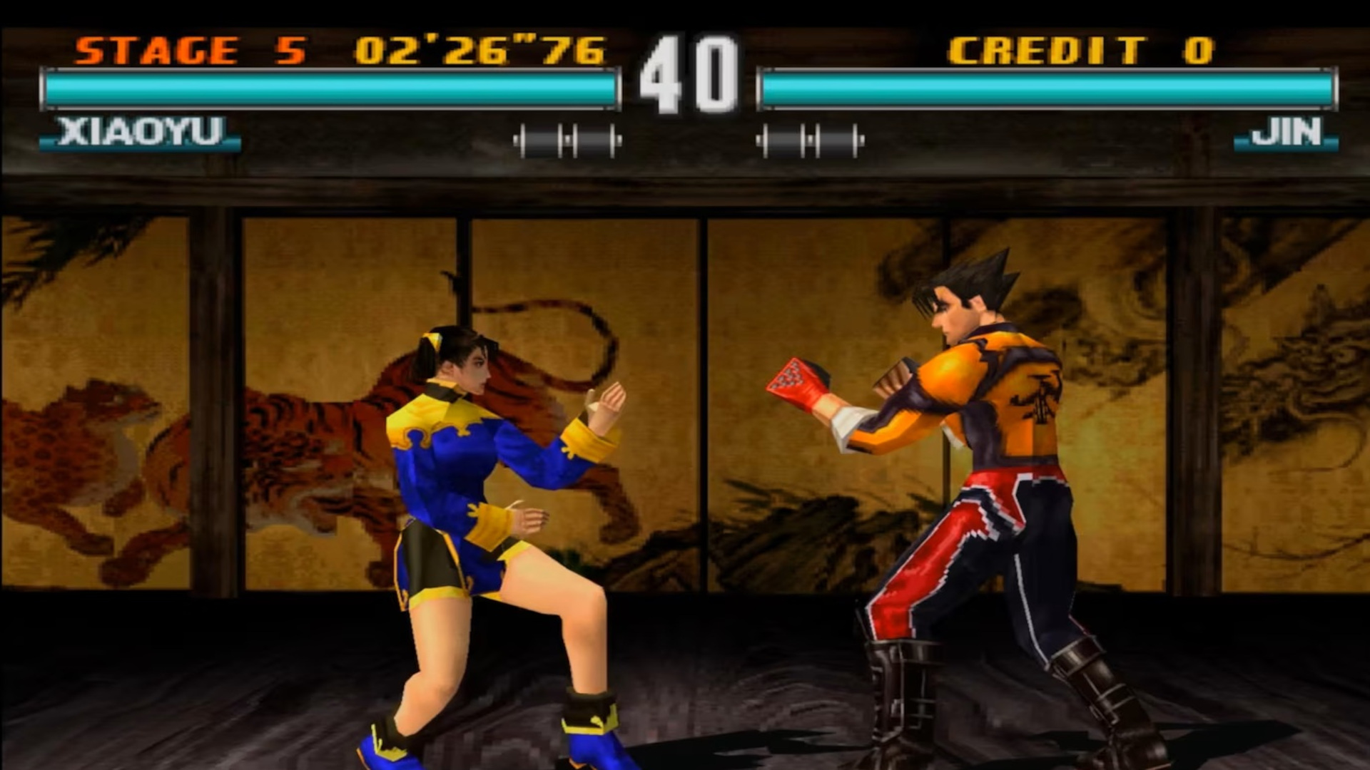 Xiaoyu fighting against Jin in Tekken 3