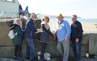 Sonia, Todd Carty, Sherrie Hewson, Colin Baker and Tony Blackburn on the coast at Whitby