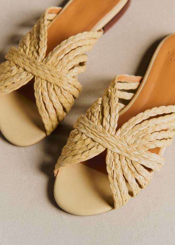Low Paola Mules - Woven Beige Textile - Textile - S&amp;eacute;zane