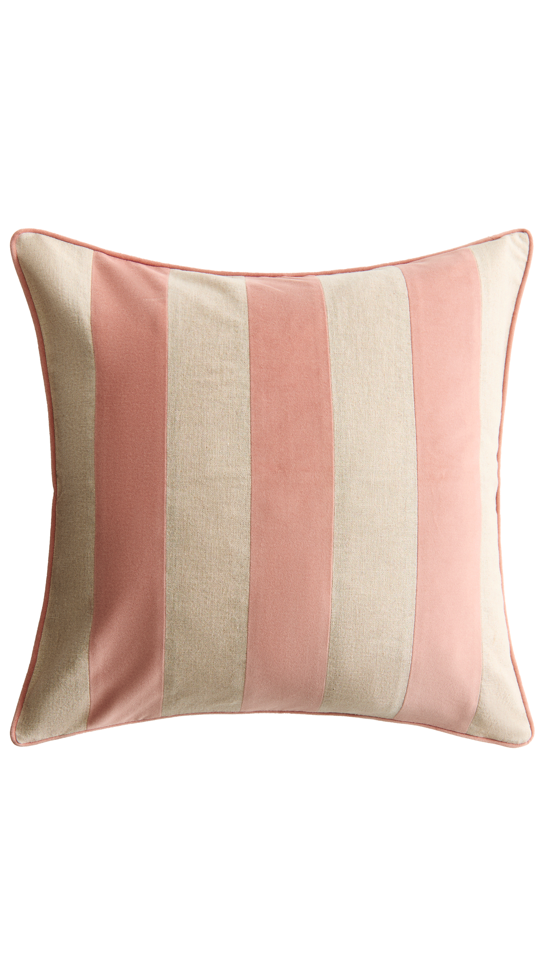 Linen-blend cushion cover in Light dusty pink/Striped