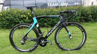 Pinarello prepared a custom Dogma F8 for two-time Tour de France winner and this year's favorite Chris Froome. The subtle finish features a rhinoceros in reference to Froome's African roots and to help bring awareness to the precarious situation of the iconic animal