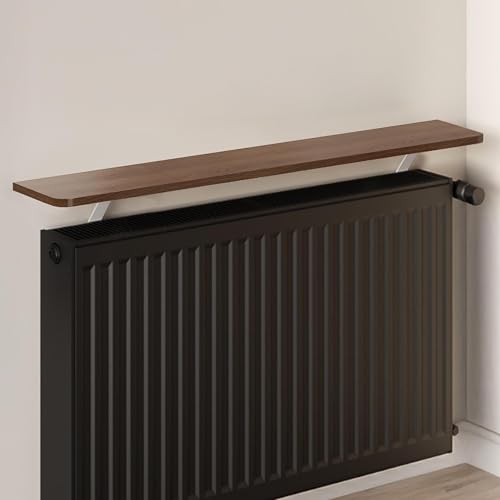 Loch &amp;amp; Skye Radiator Shelf Mdf Wooden Floating Shelf With Brackets No-Drill Over Radiator Shelves for Heat Dissipation Floating Heater Top for Living Room, Bedroom, Home Decor (oak, 60cm)