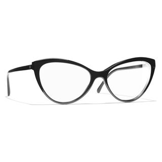black cat eye framed glasses