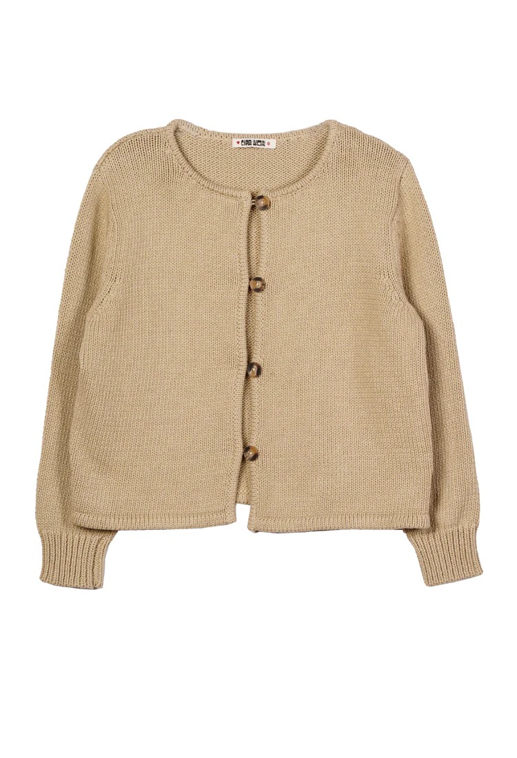 Deo Khaki Cotton Knit Cardigan