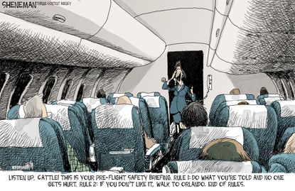 Editorial Cartoon U.S. United Airlines passenger removal cattle
