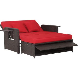 An outdoor lounger with storage