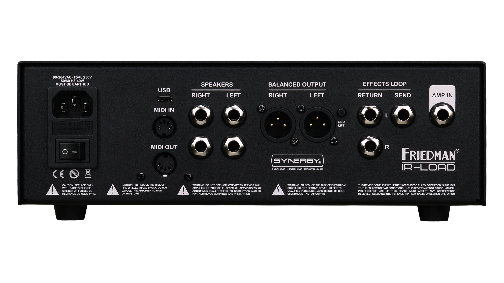 Synergy Machine Learning Power Amp Dave Friedman IR-LOAD Amplifier press image on white