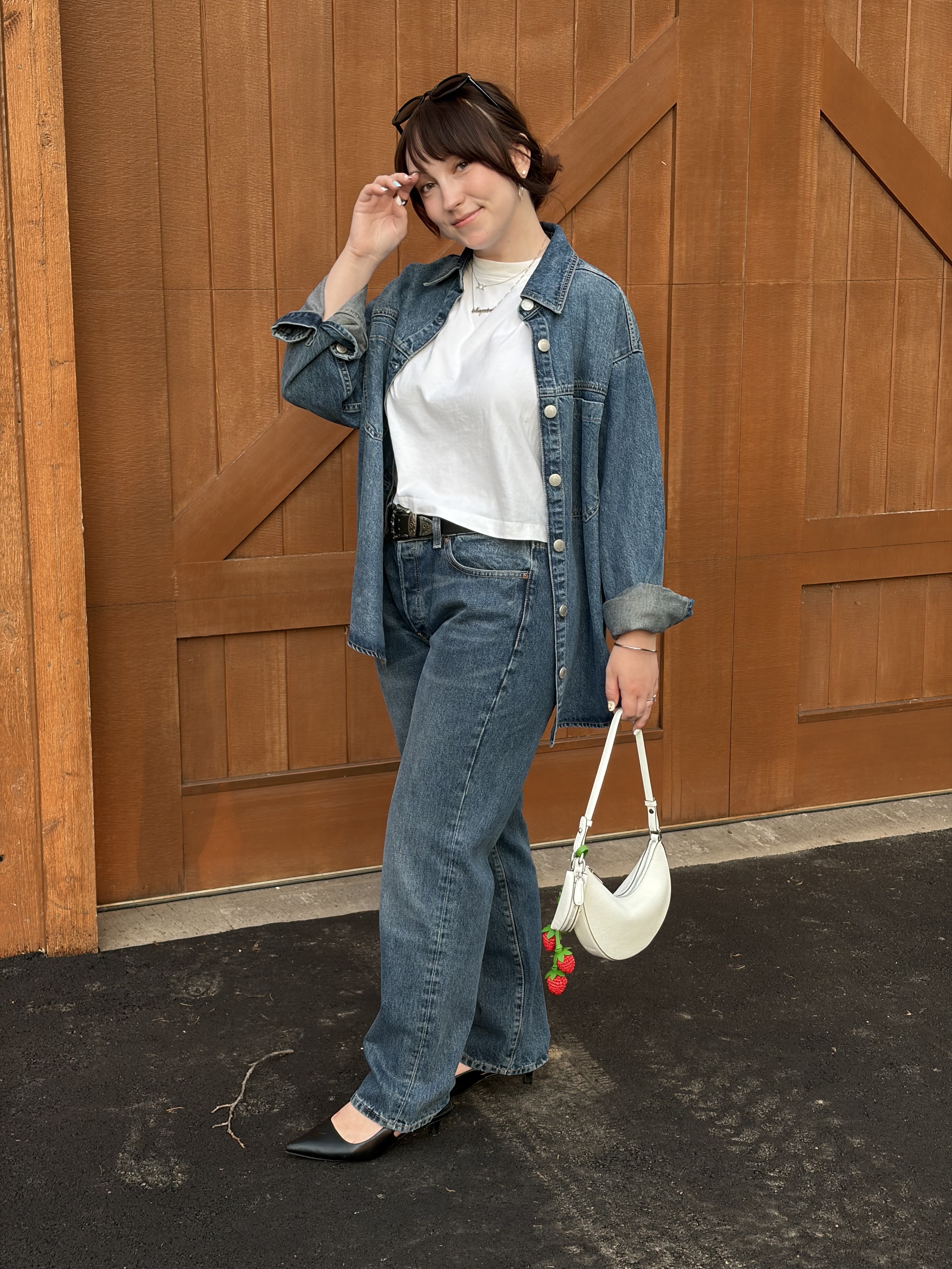 Meguire Hennes styled a Canadian tuxedo from Princess Olympia's collaboration with DL1961 and Moda Operandi