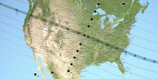 A map showing the path of totality for the Aug. 21, 2017 total solar eclipse