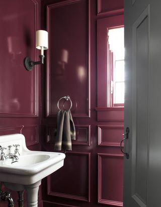 purple bathroom in Carter Plum by Benjamin Moore