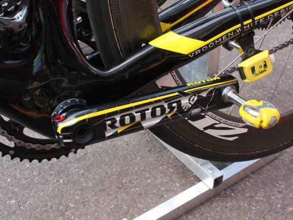 The standard Rotor 3D crank includes channels milled on the surface to save weight.