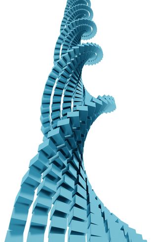 DNA-like illustration of a helix made of blocks