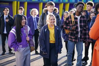 Everyone rallies to support head teacher, Sally in Hollyoaks.