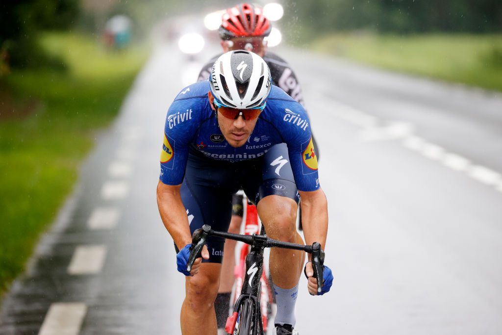 TIGNES FRANCE JULY 04 Davide Ballerini of Italy and Team Deceuninck QuickStep in breakaway during the 108th Tour de France 2021 Stage 9 a 1449km stage from Cluses to Tignes Monte de Tignes 2107m LeTour TDF2021 on July 04 2021 in Tignes France Photo by Chris GraythenGetty Images