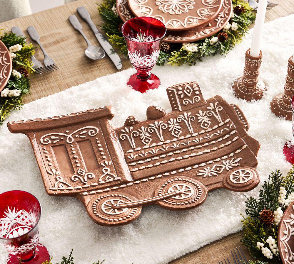 Gingerbread Train Stoneware Serving Platter