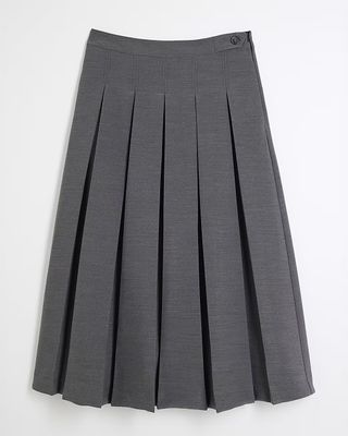 Grey Pleated Midaxi Skirt