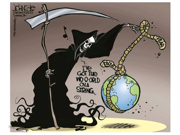 Editorial cartoon Ebola world health