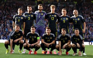 Scotland Euro 2024 squad Scotland players pose for a team photograph prior to the international friendly match between Scotland and Finland at Hampden Park on June 07, 2024 in Glasgow, Scotland. (Photo by Ian MacNicol/Getty Images)