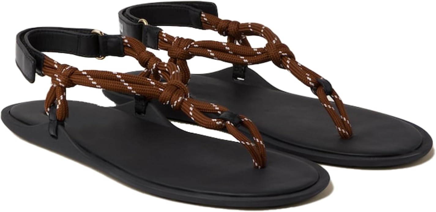 Molozoey, Molozoey Green Rope Flip Flop Sandals for Women Adjustable T Strap Slip on Comfortable Thong Sandals Women Dressy