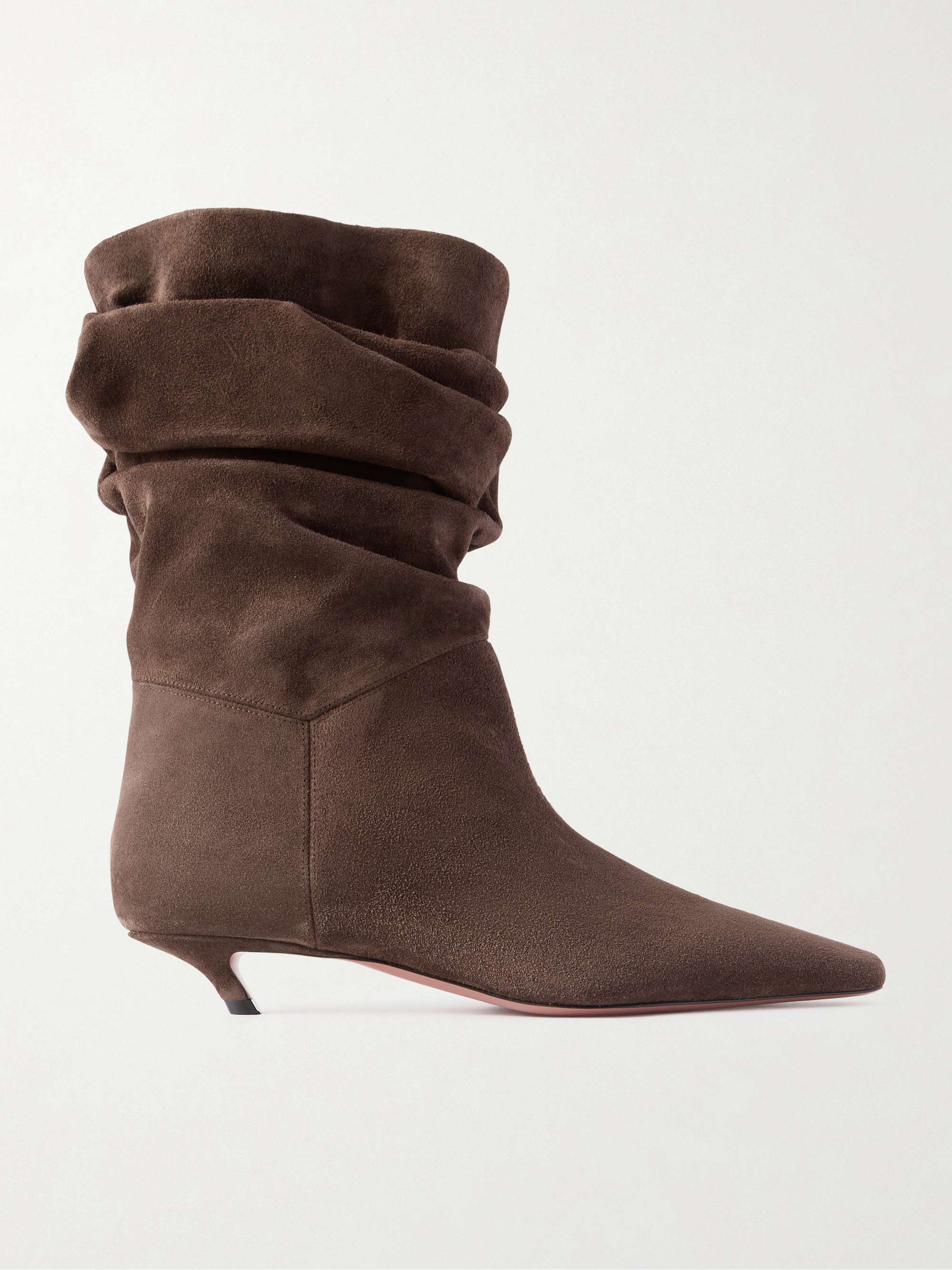 Jamie Ruched Suede Ankle Boots
