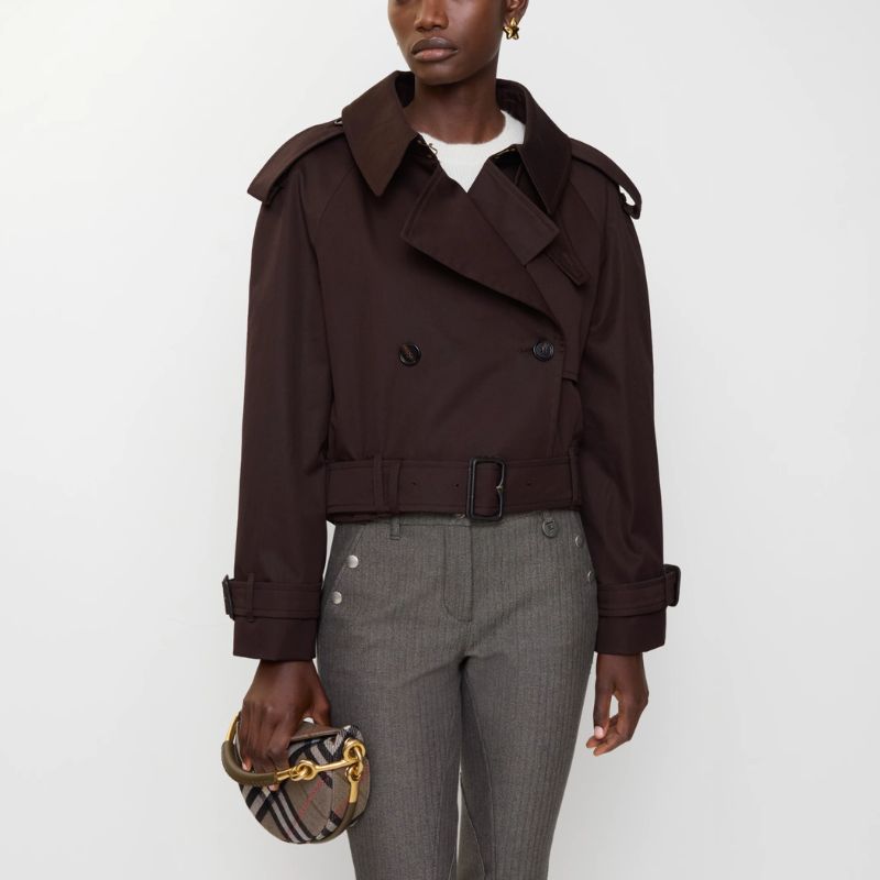 Burberry cropped jacket on model 