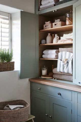 Linen cupboard in pantry