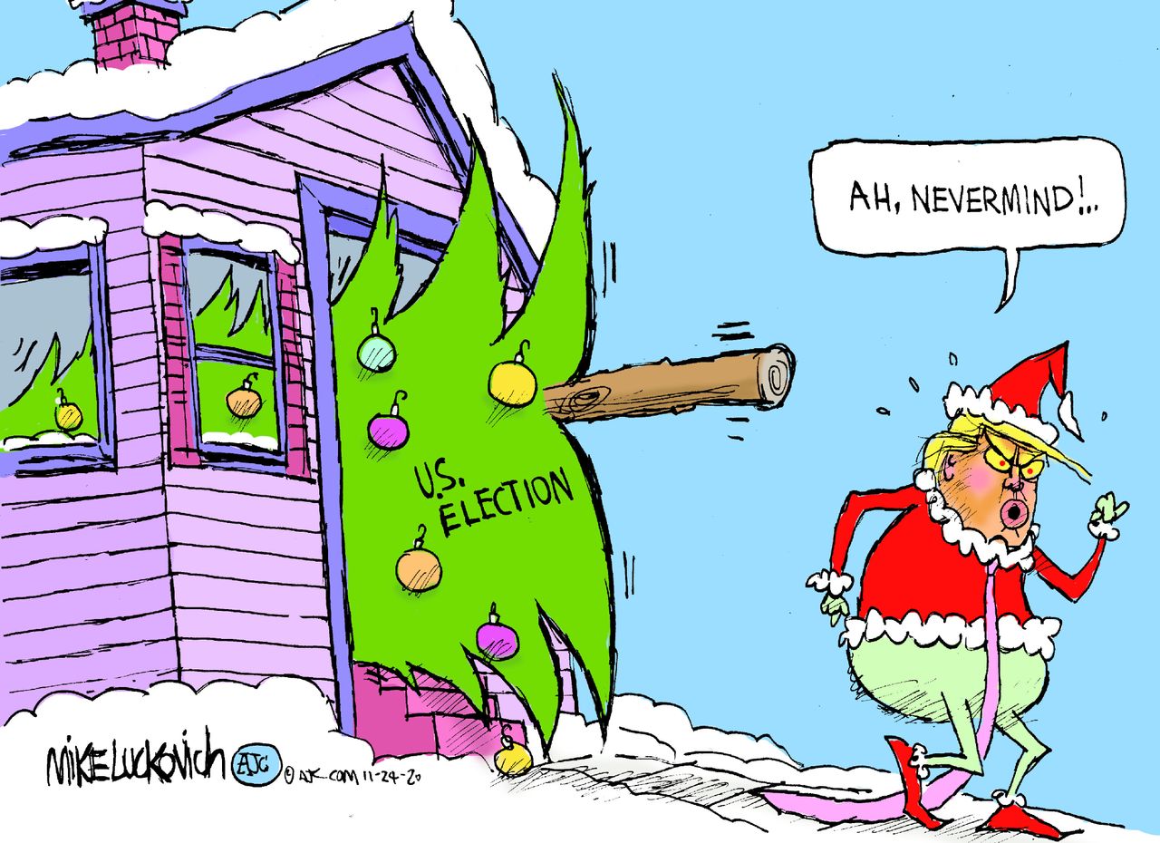 Political Cartoon U.S. Trump Grinch election loss