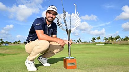 Antoine Rozner with the AfrAsia Bank Mauritius Open trophy