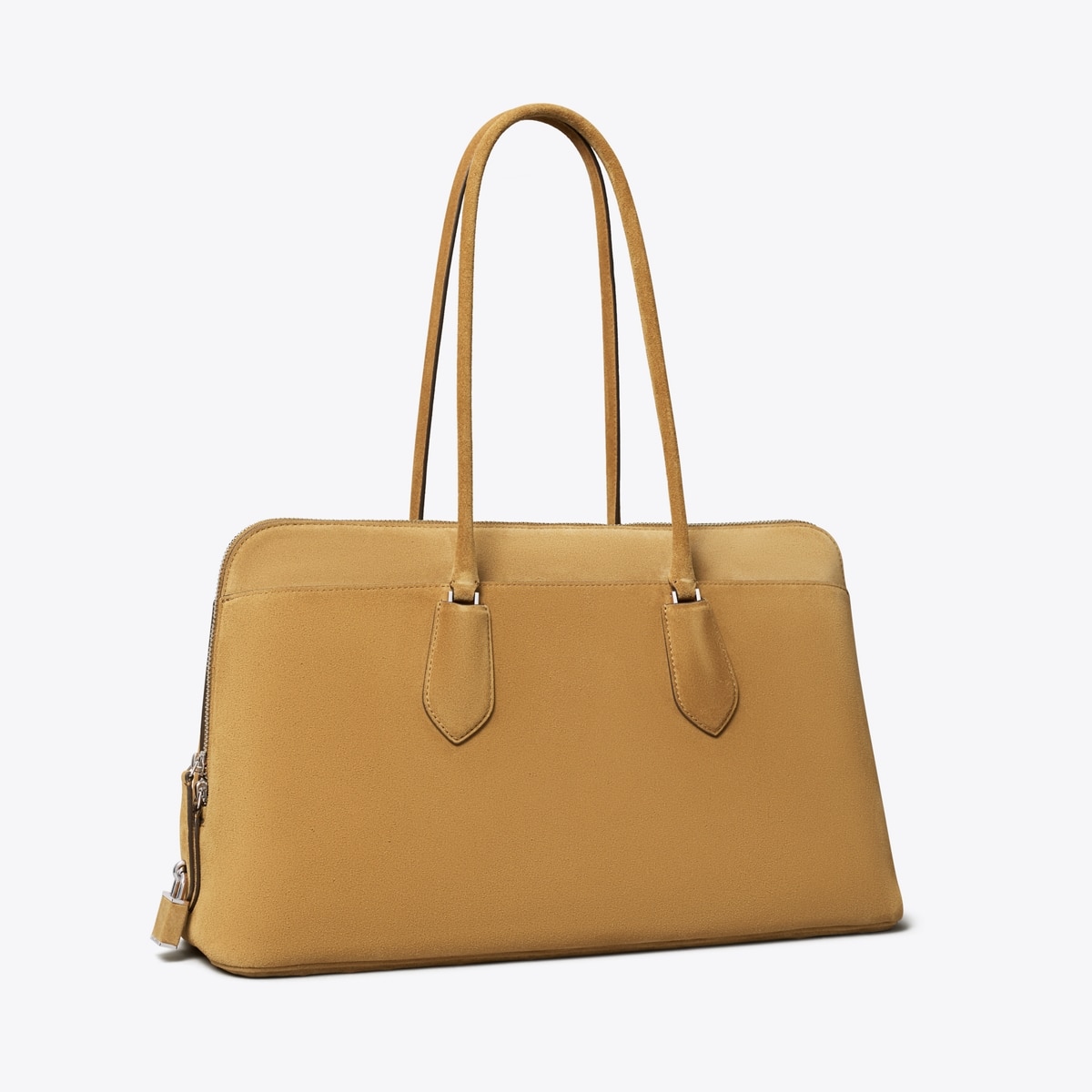 Lock Suede Satchel in Brown, Size Os