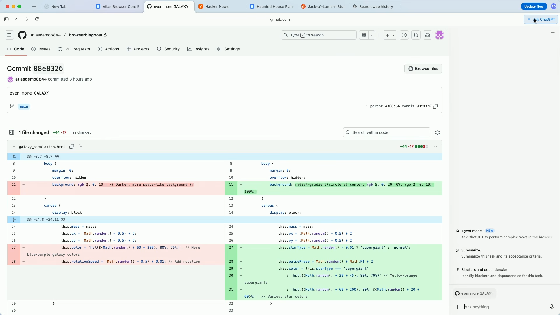 GitHub open in ChatGPT Atlas