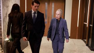 Jason Ritter as Julian Markston and Kathy Bates as Madeline Matlock walking in Matlock episode 7