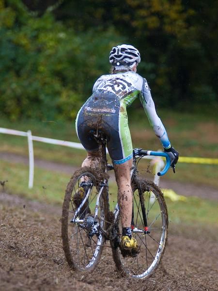 The conditions forced Maureen Bruno Roy (MM Racing) to go right, while the course goes left.