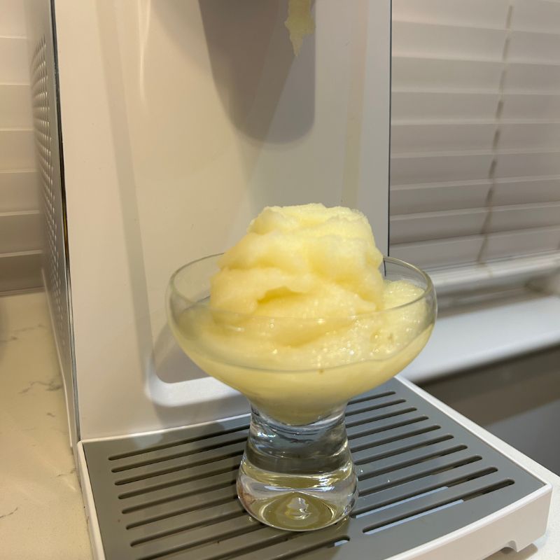 Frozen margarita on drip tray