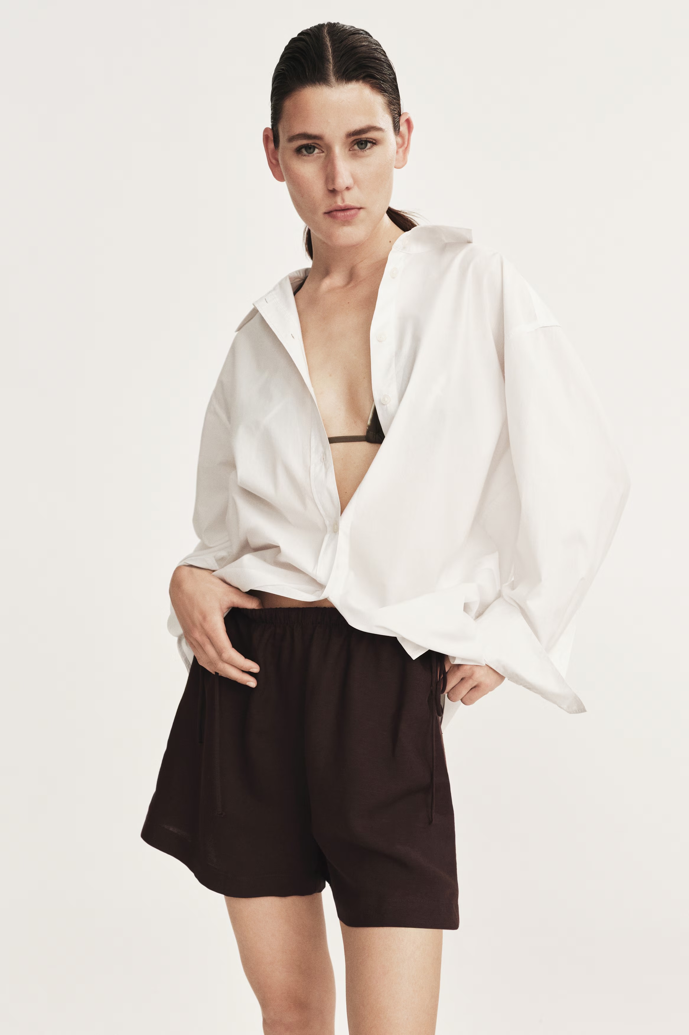H&amp;amp;M, Drawsting-Detail Linen-Blend Shorts