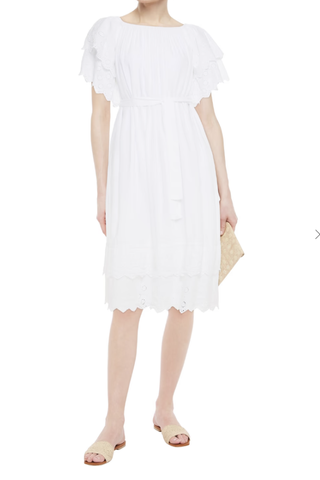 Dee Tiered Belted Broderie Anglaise Voile Midi Dress
