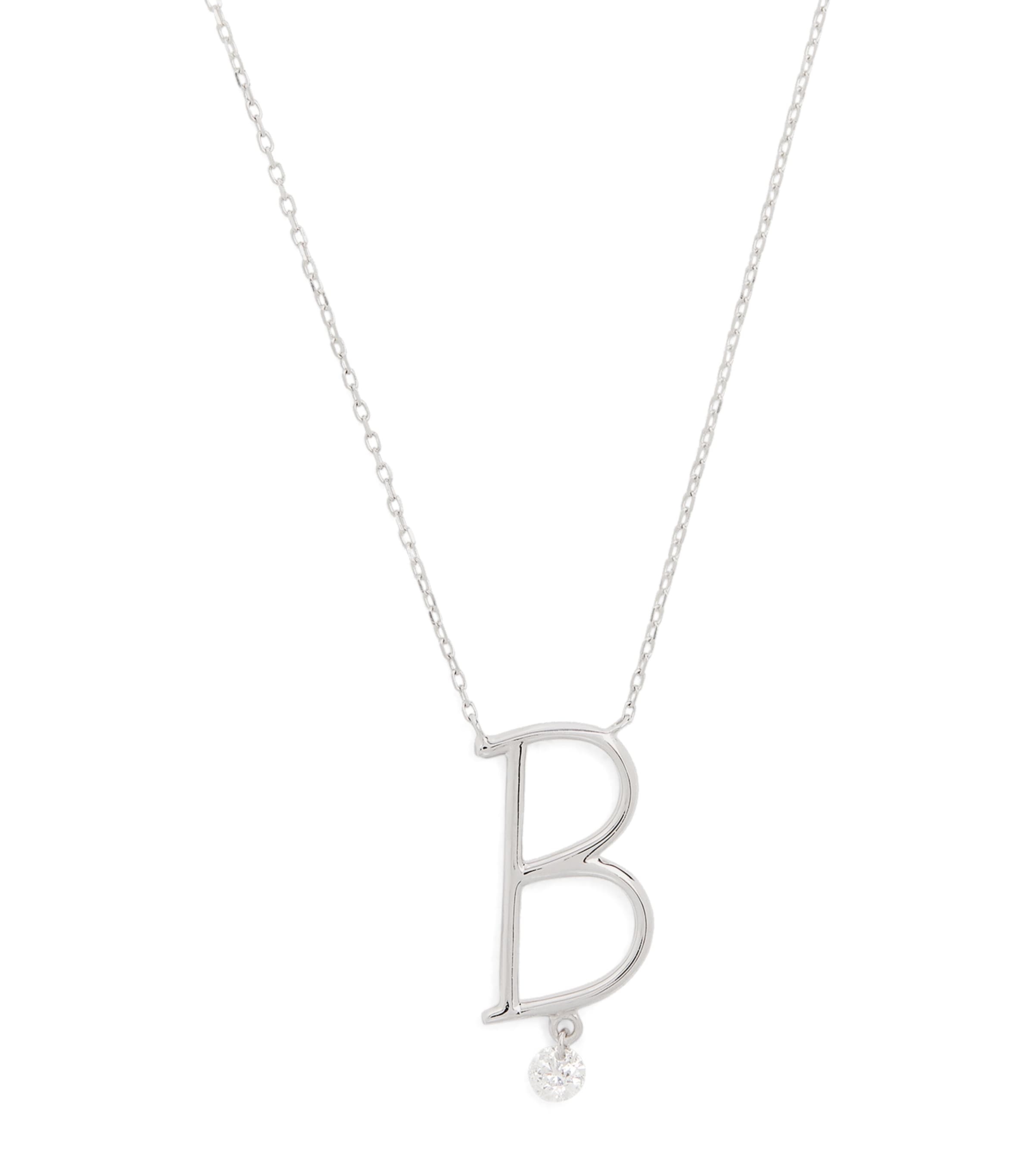 Pers&amp;eacute;e White Gold and Diamond Alphabet Necklace