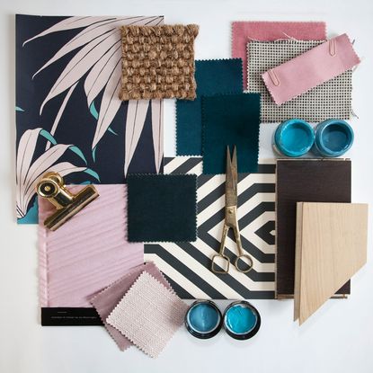 H&M Home pink blue moodboard 