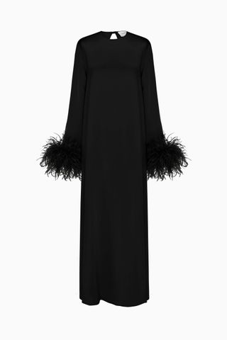 Suzi Maxi Dress With Detachable Feathers in Black