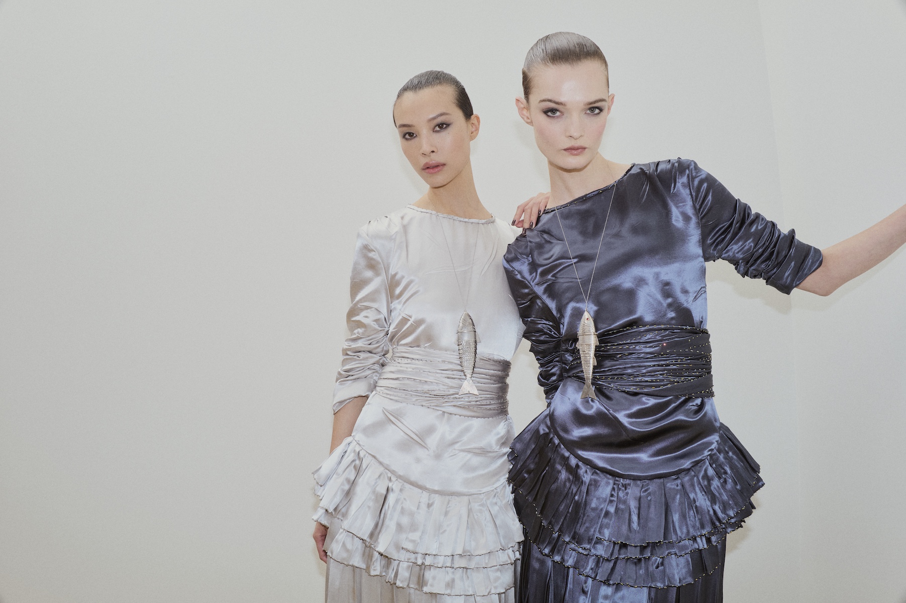 Models backstage at Tory Burch A/W 2026 runway show at New York Fashion Week A/W 2026