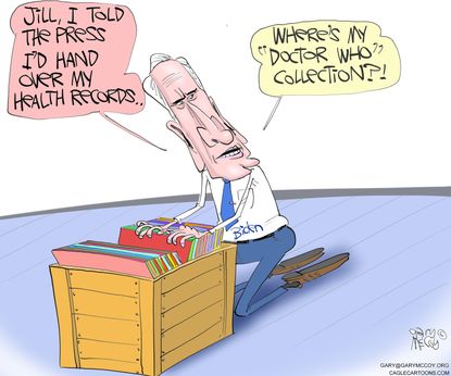 Political Cartoon U.S. Joe Biden health records